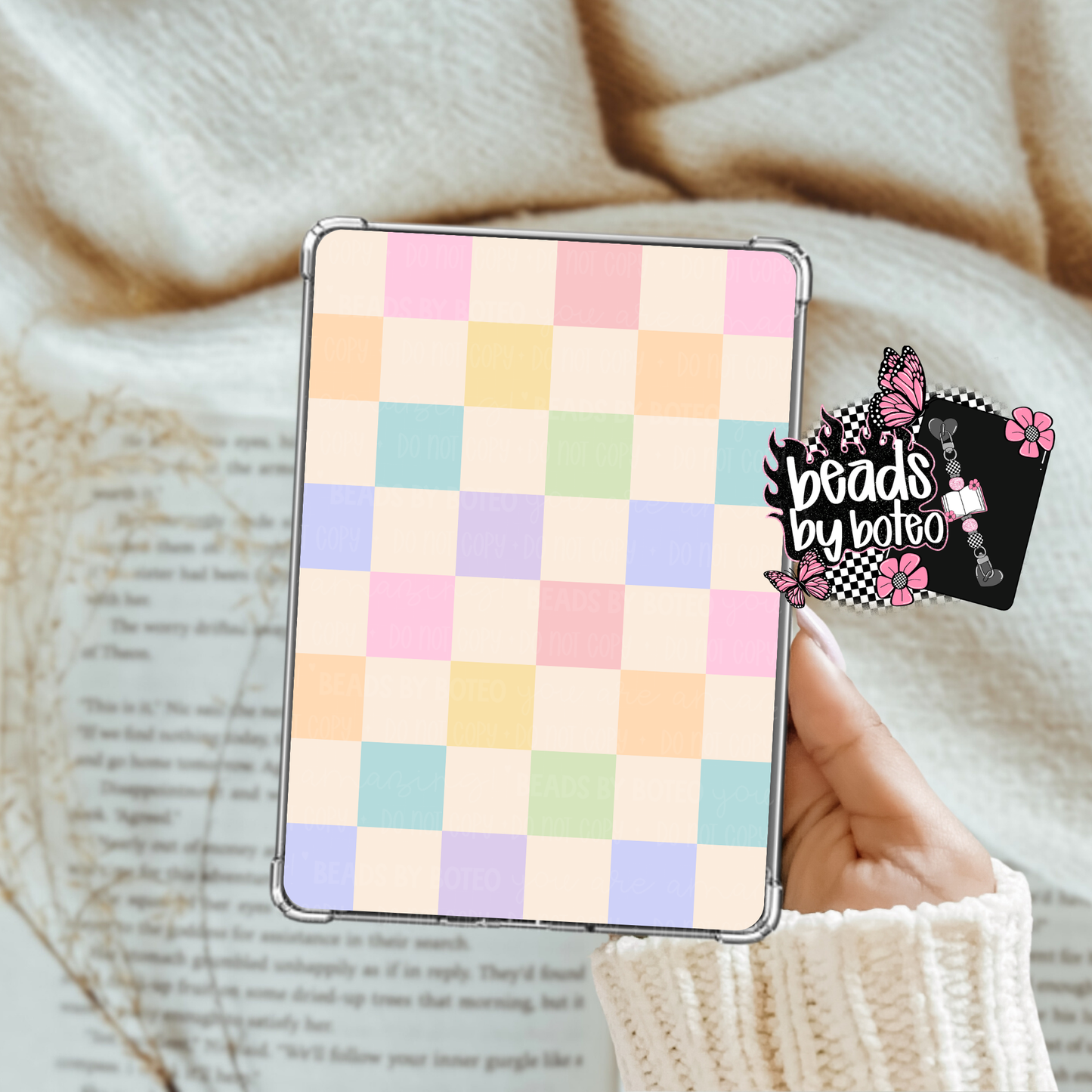 Kindle Insert - Pastel Rainbow Checkered