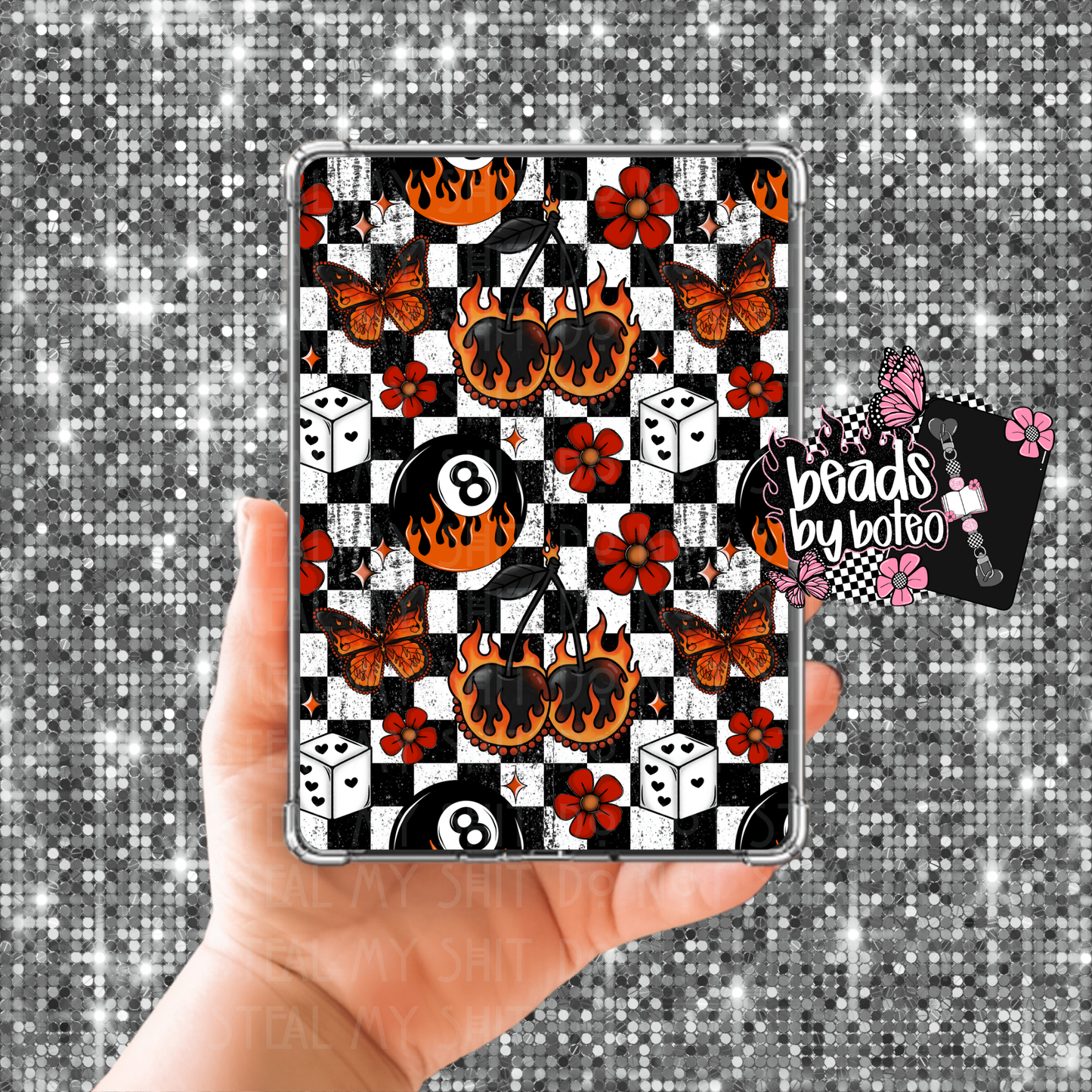 Kindle Insert - Checkered Flames