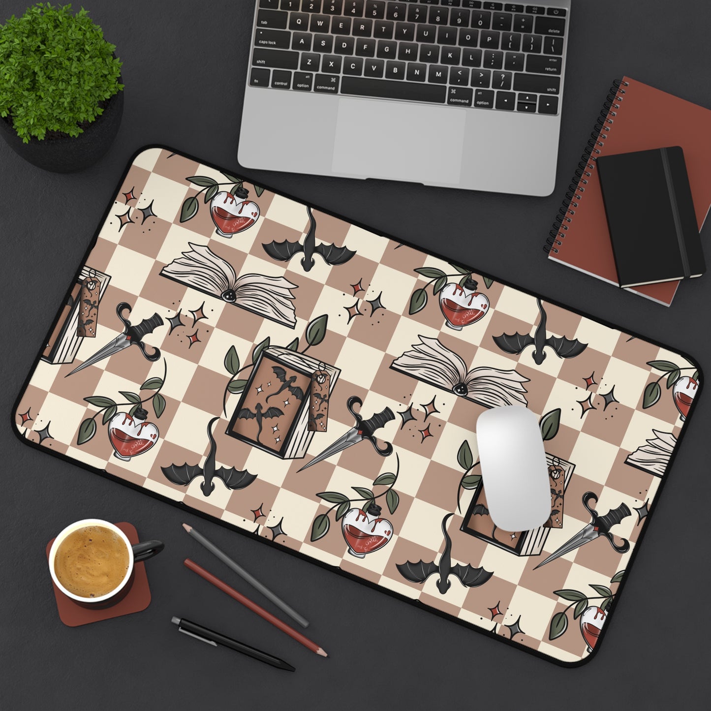 Checkered Dragons Desk Mat