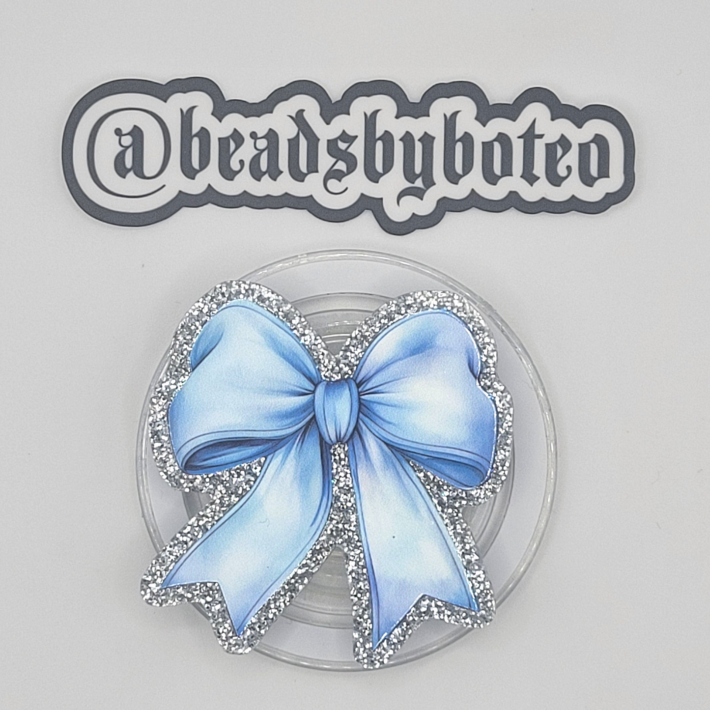 Phone or E-Reader Grip - Light Blue Bow