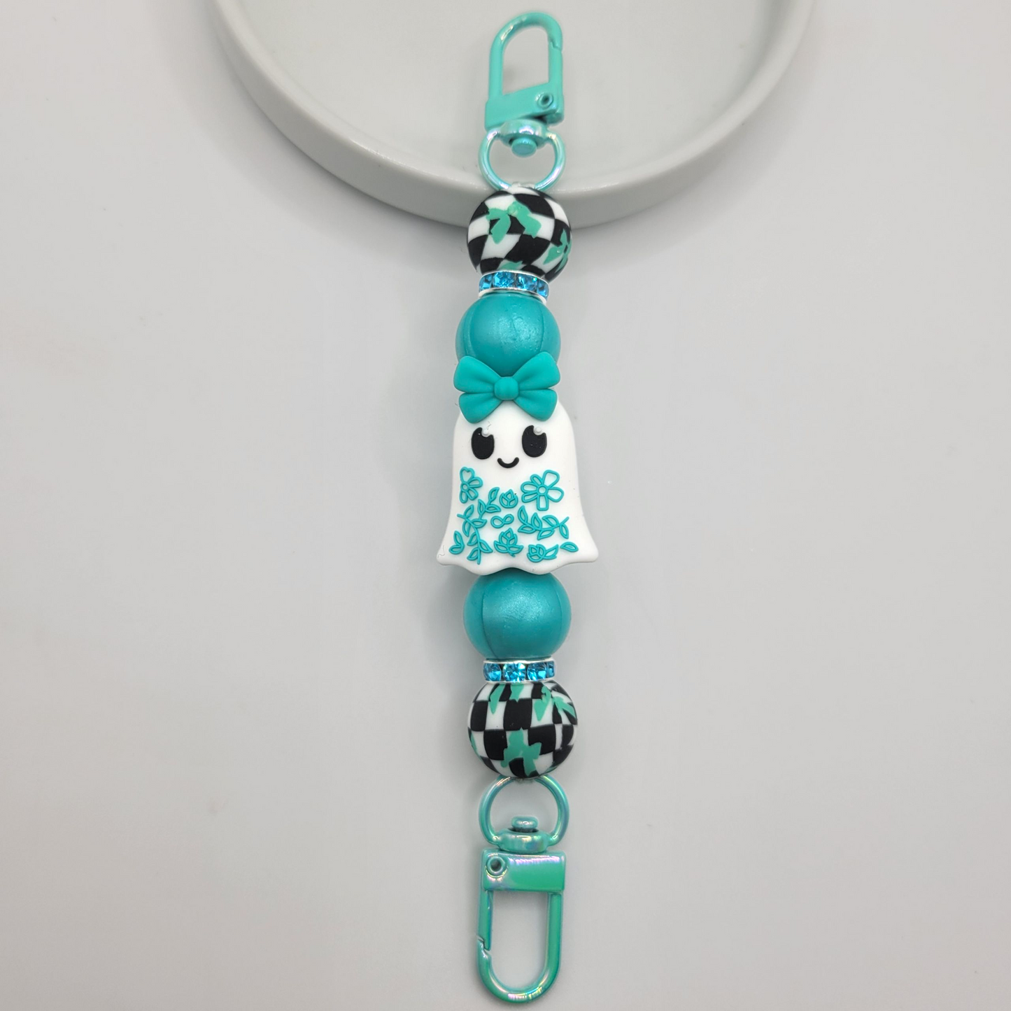 Kindle Strap - Teal Bow Ghost