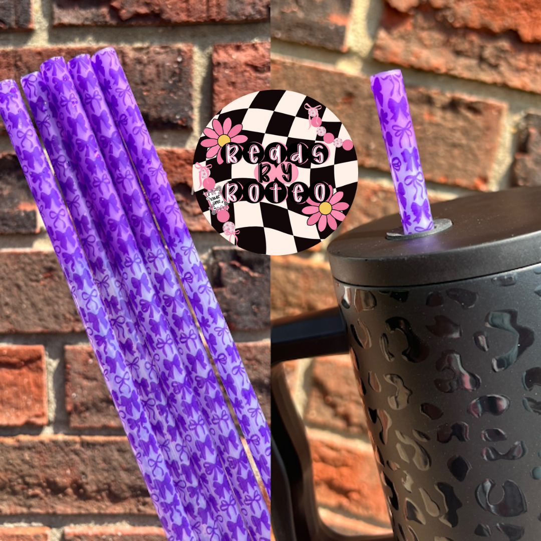 Straws - Purple Bows (Color-Changing)
