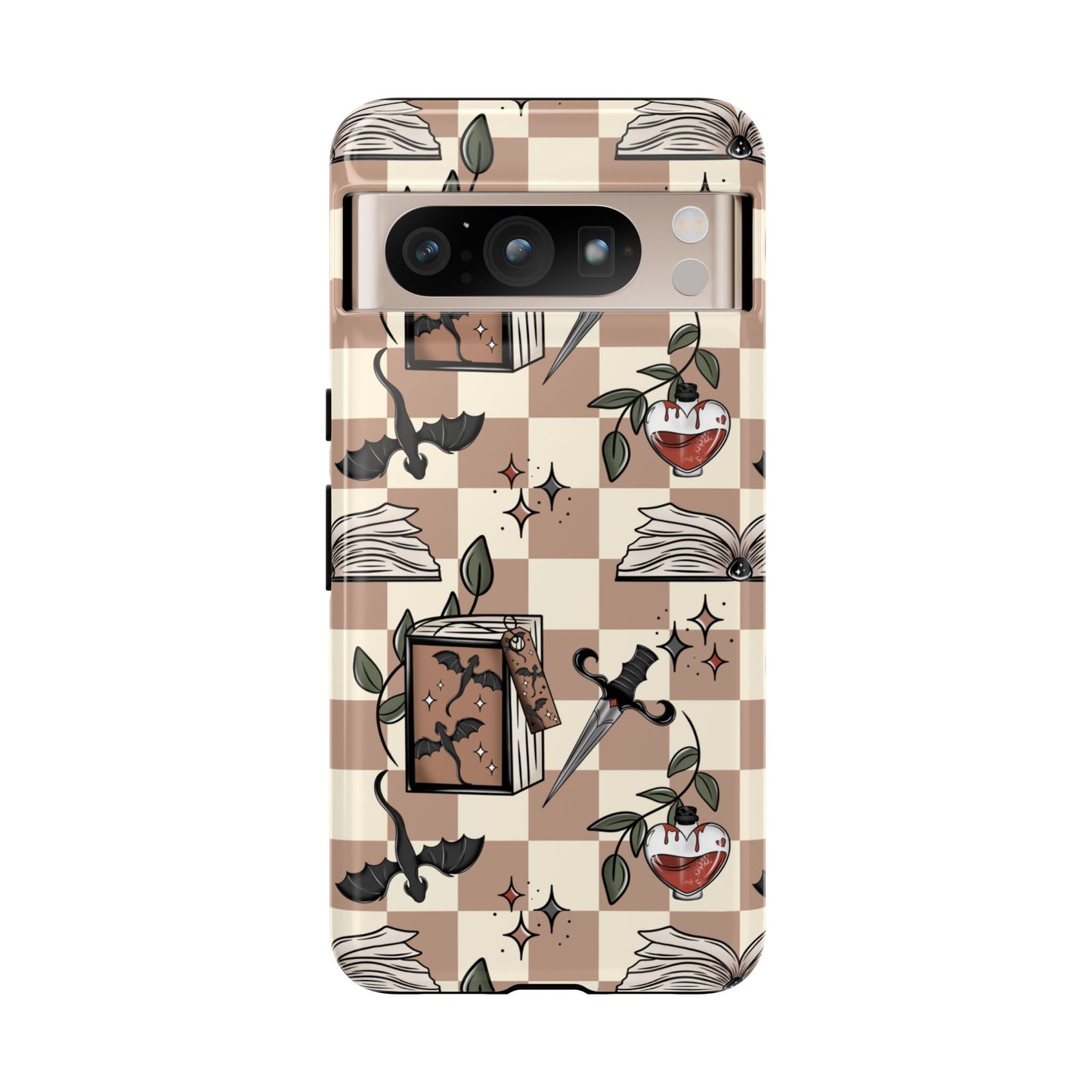 Checkered Book Dragon Phone Case