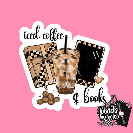 Stickers - Iced Coffee & Books (Neutral)