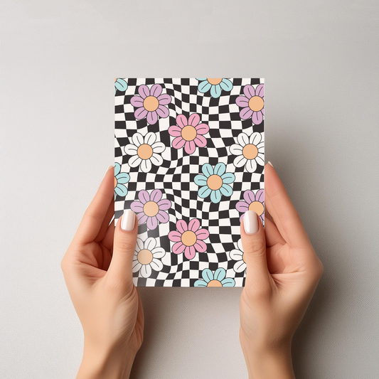 Kindle Insert - Retro Floral Checkered