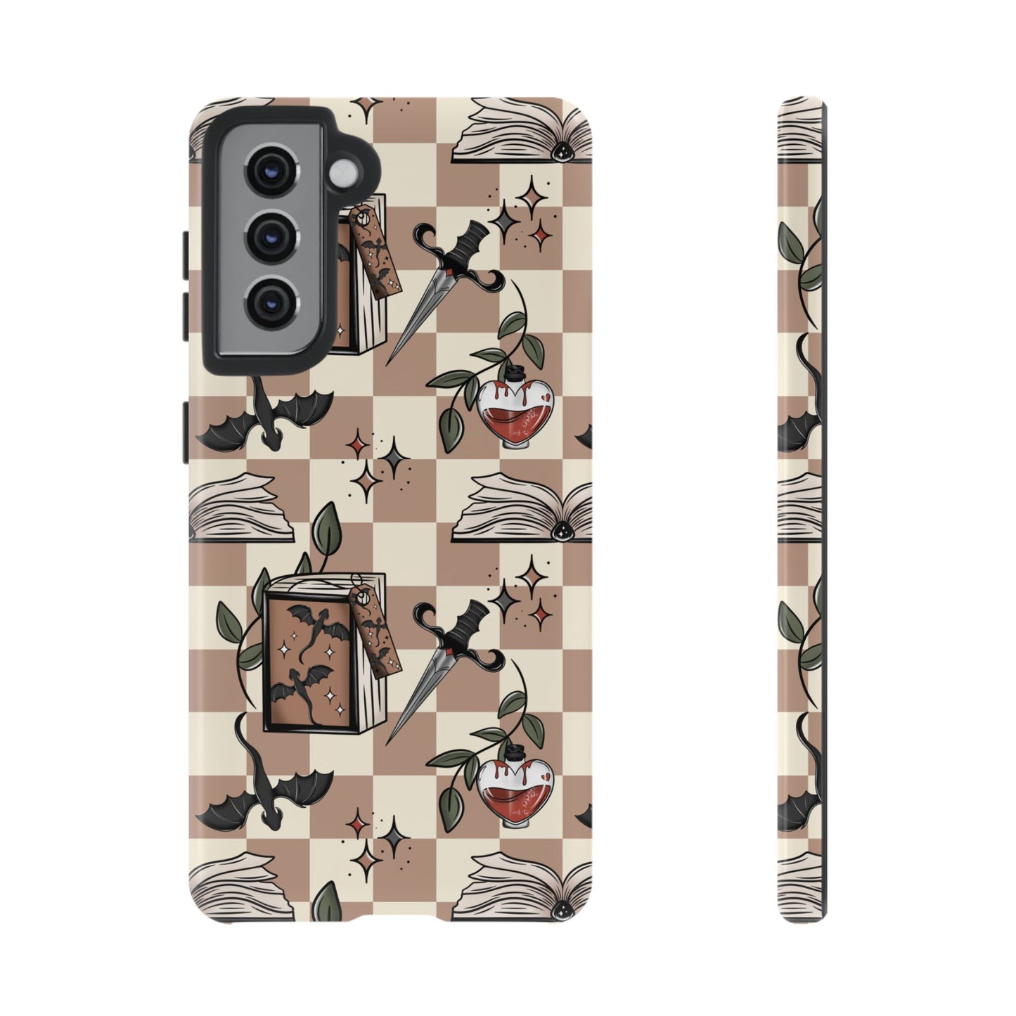 Checkered Book Dragon Phone Case