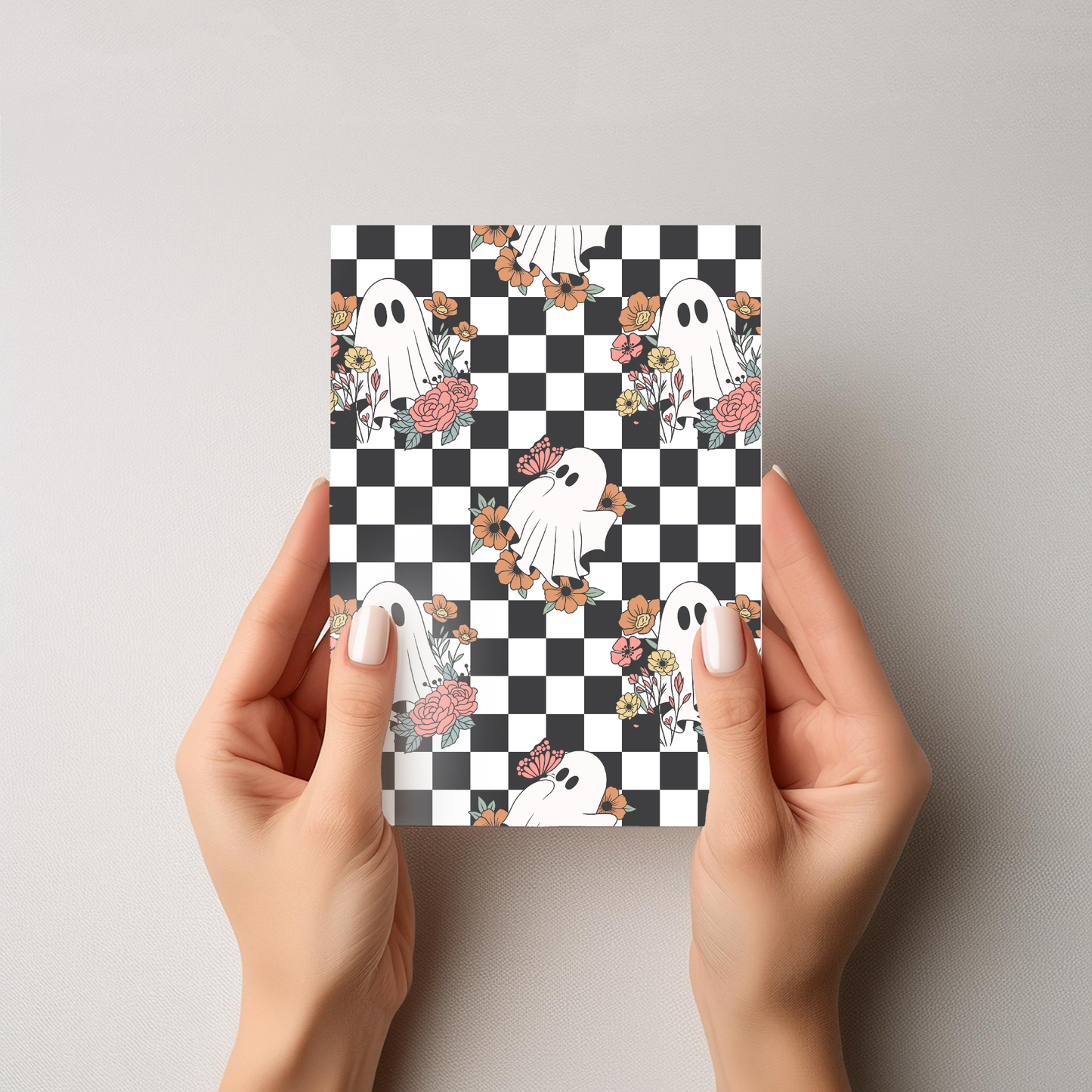 Kindle Insert - Floral Ghost Checkered