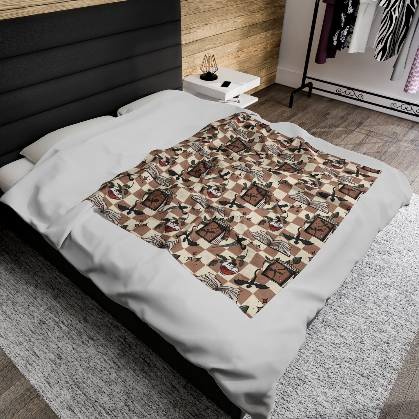 Checkered Book Dragon Plush Blanket