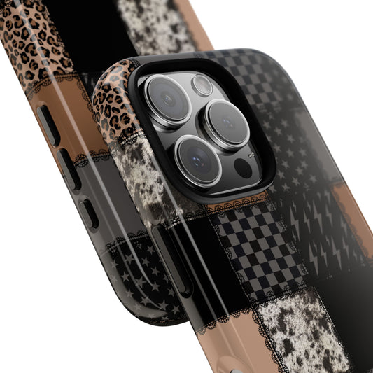 Cowhide Patchwork Phone Case