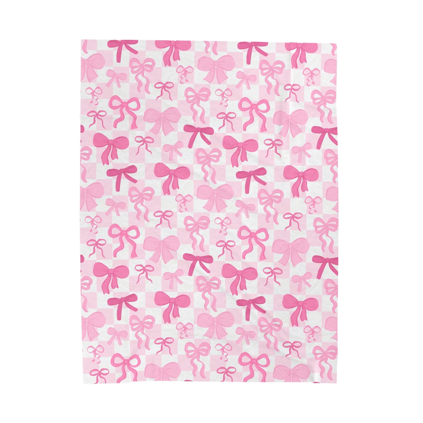 Checkered Coquette Bow Plush Blanket