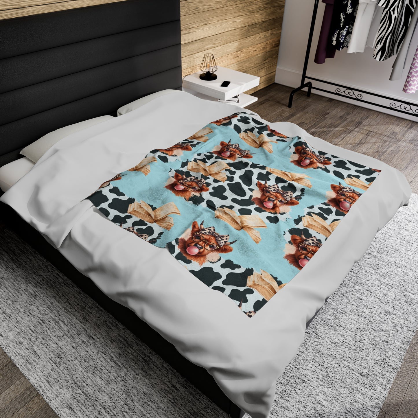 Books & Cows Plush Blanket