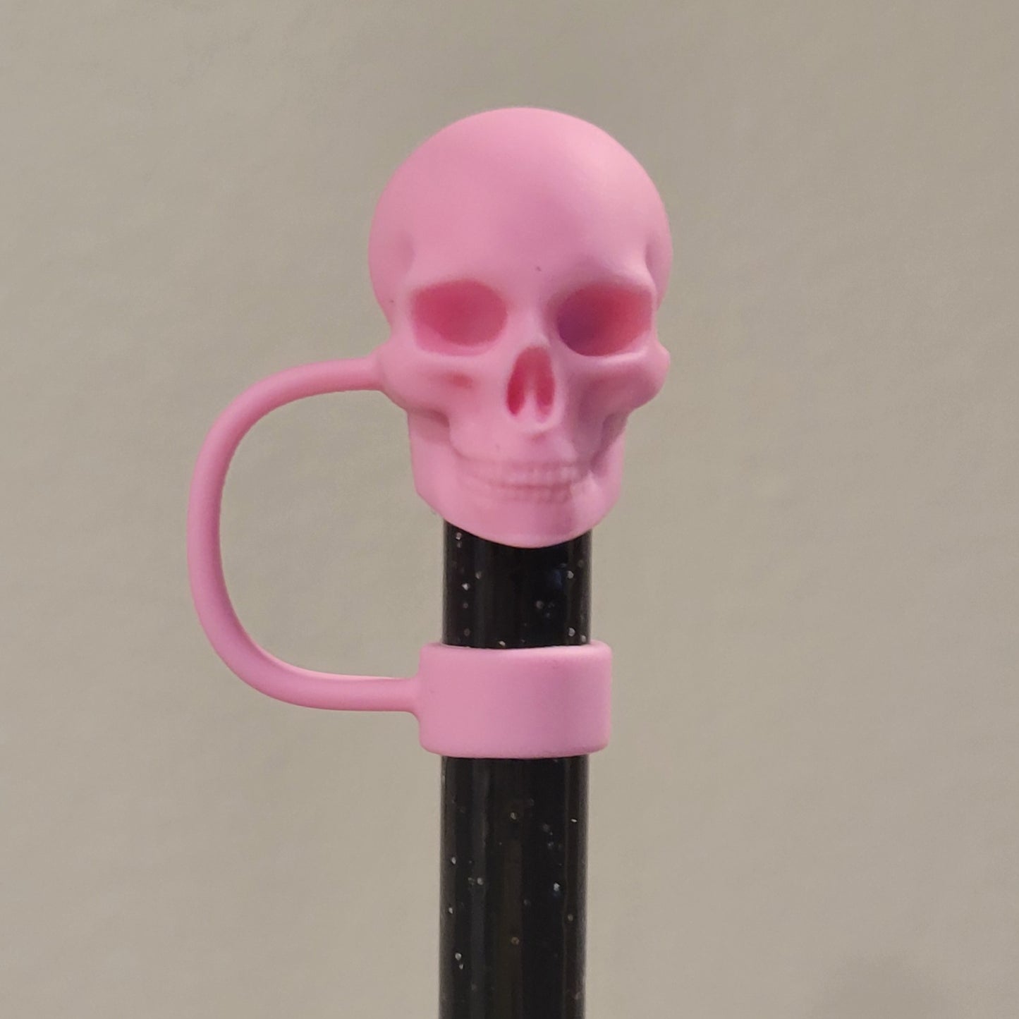 Straw Toppers - Pink Skull