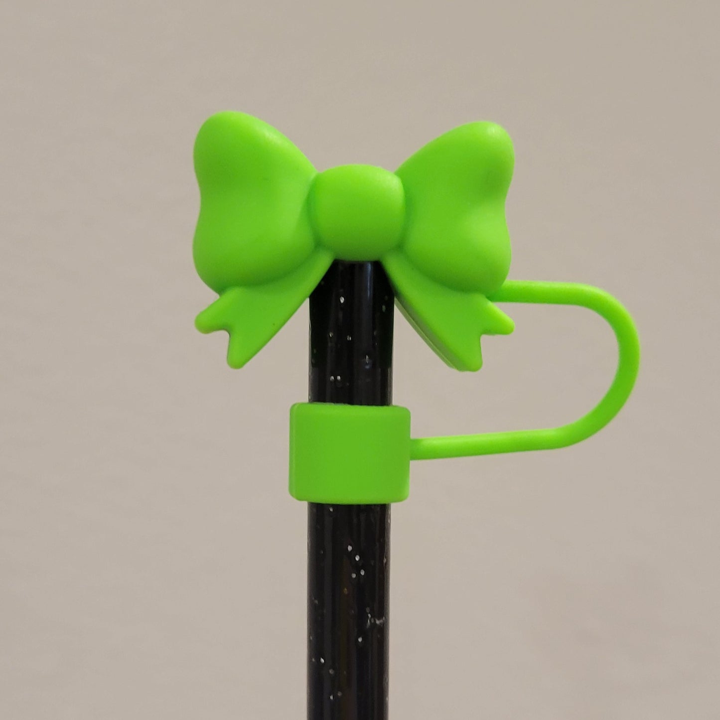 Straw Toppers - Neon Green Bow