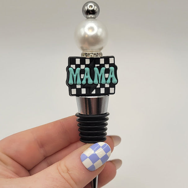 Wine Stoppers - Checkered Mama