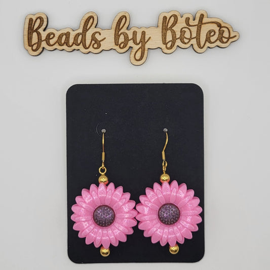 Earrings - Pink Sunflower