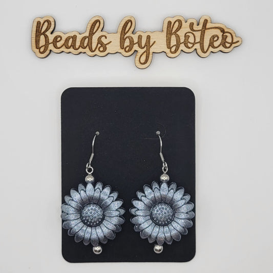 Earrings - Gunmetal Sunflower