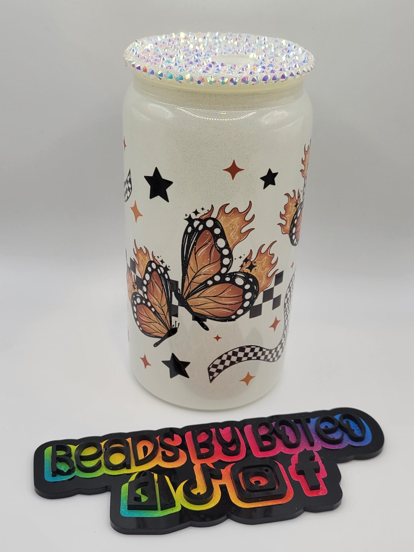 Glass Cans - Butterfly Flames (Ivory)