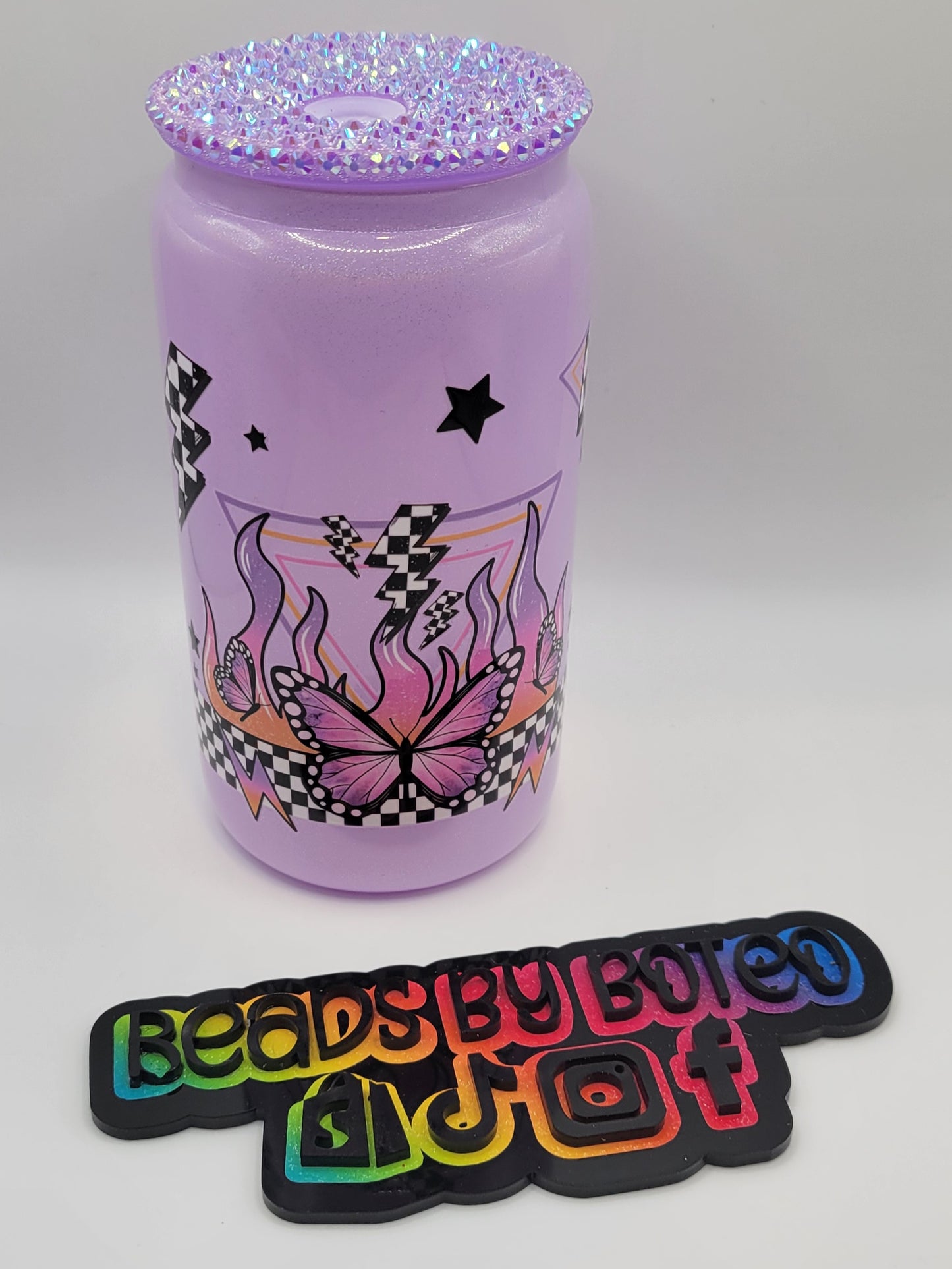 Glass Cans - Purple Butterfly (Purple)