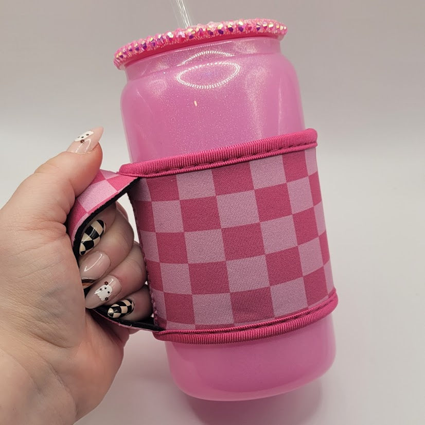 Pink Checkered Cup Sleeve