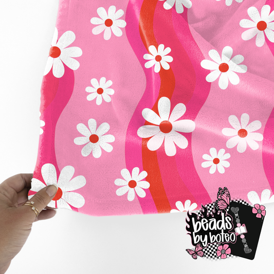 Pink Floral Plush Blanket