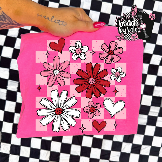 Checkered Floral Sweatshirt