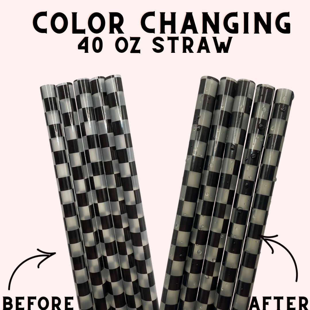 Straws - Black Checkered (Color-Changing)