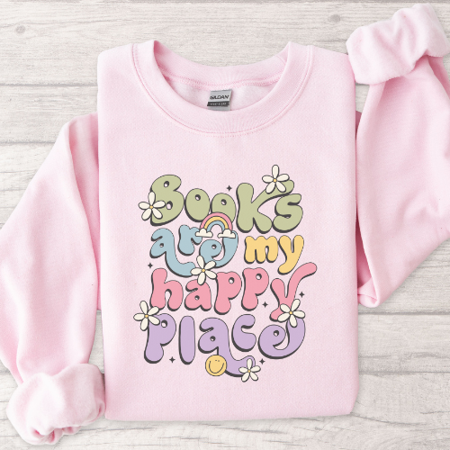 Books Are My Happy Place Crewneck Sweatshirt