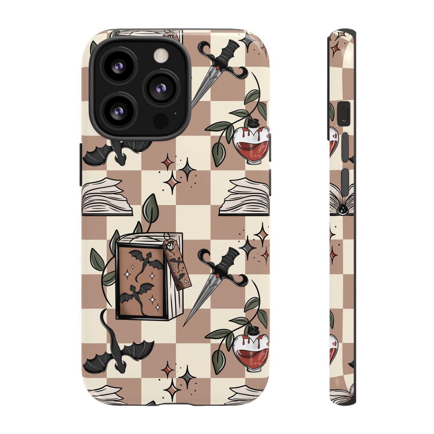 Checkered Book Dragon Phone Case