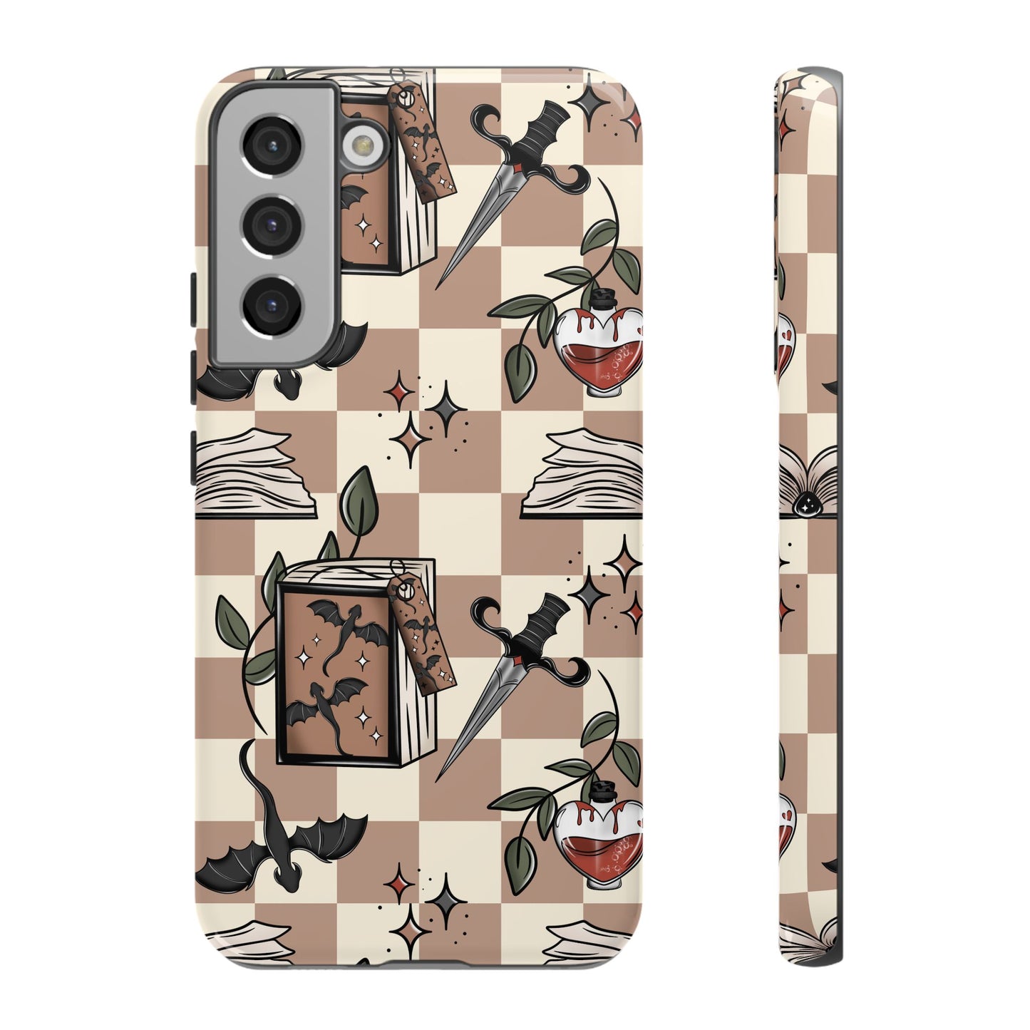 Checkered Book Dragon Phone Case