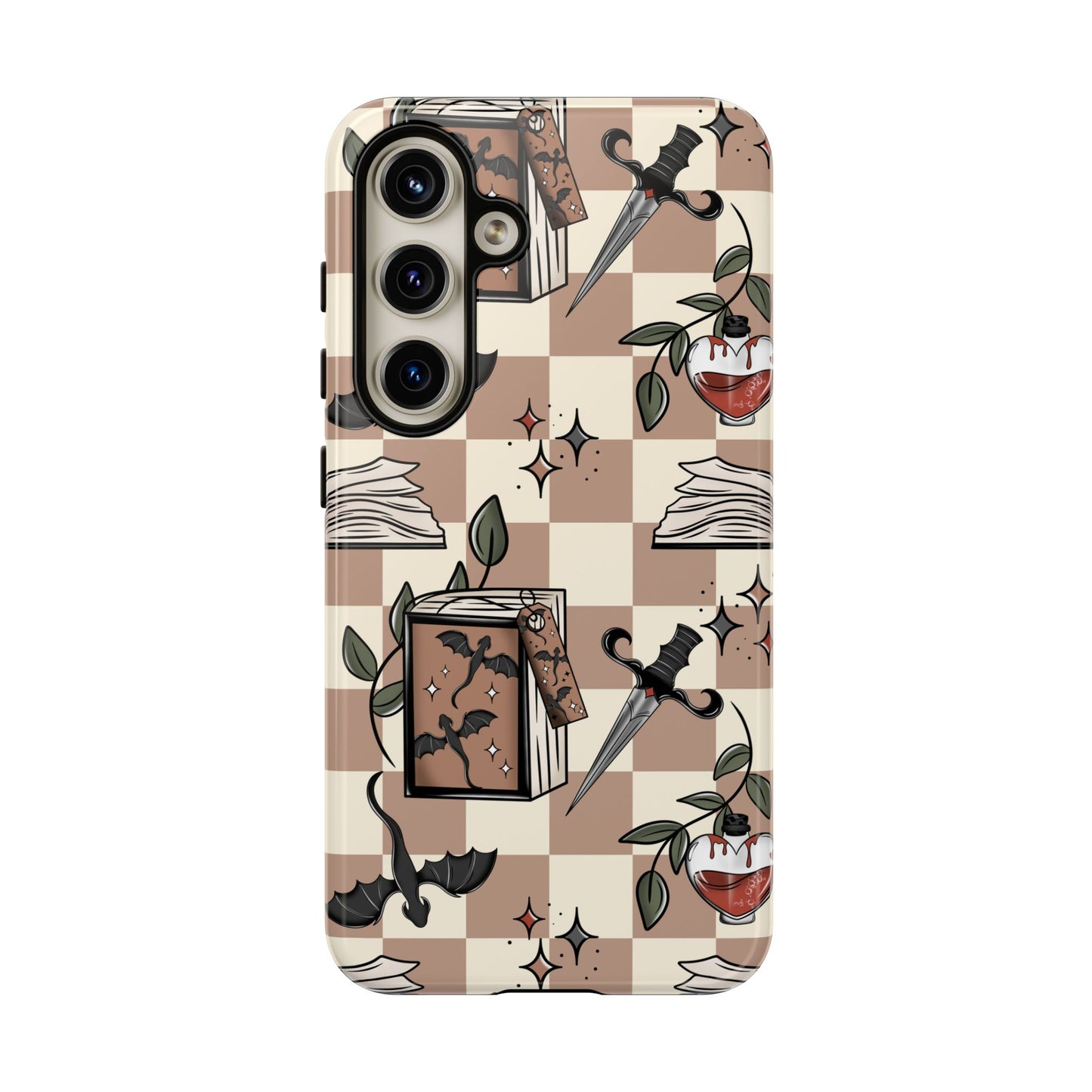 Checkered Book Dragon Phone Case