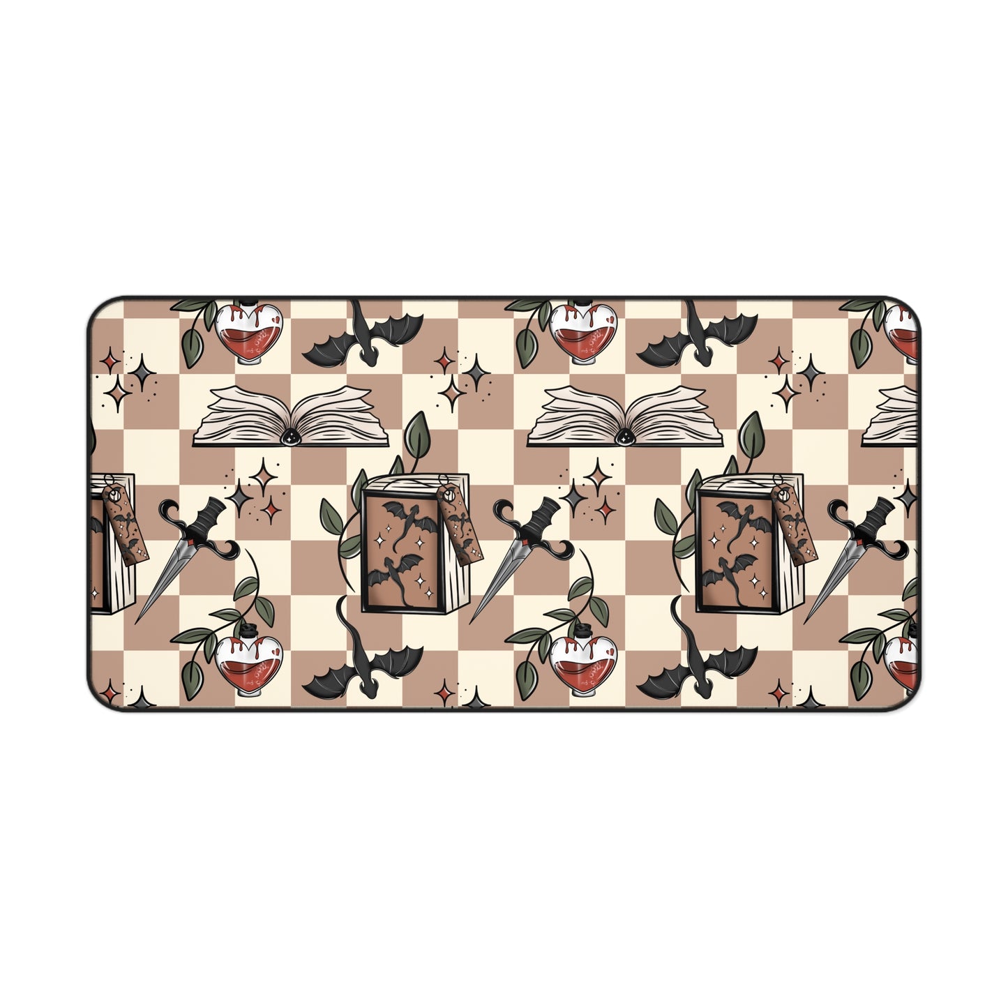Checkered Dragons Desk Mat