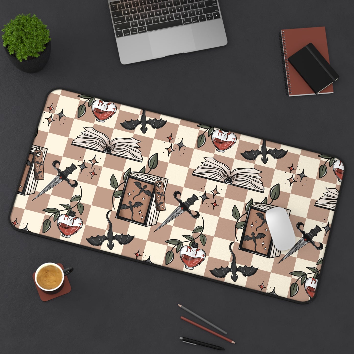 Checkered Dragons Desk Mat