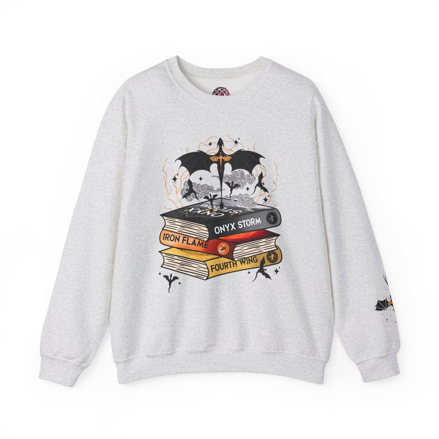 Dragon Book Stack Crewneck Sweatshirt (w/sleeve design!)