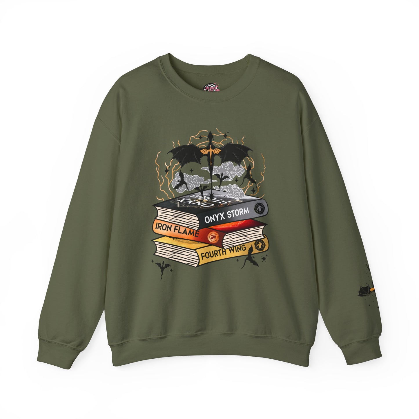 Dragon Book Stack Crewneck Sweatshirt (w/sleeve design!)