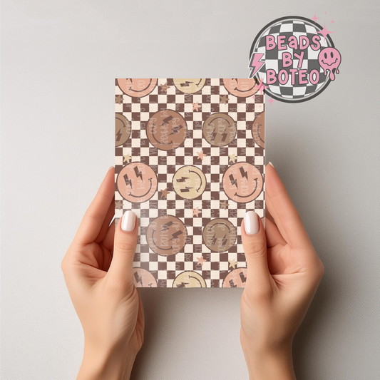 Kindle Insert - Neutral Checkered Smile