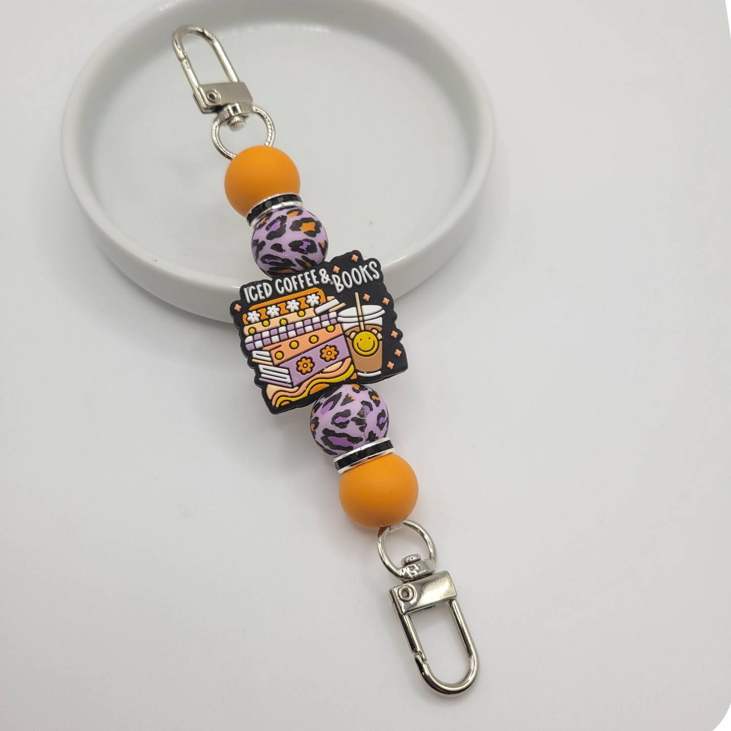 Kindle Strap - Iced Coffee + Books (purple leopard)