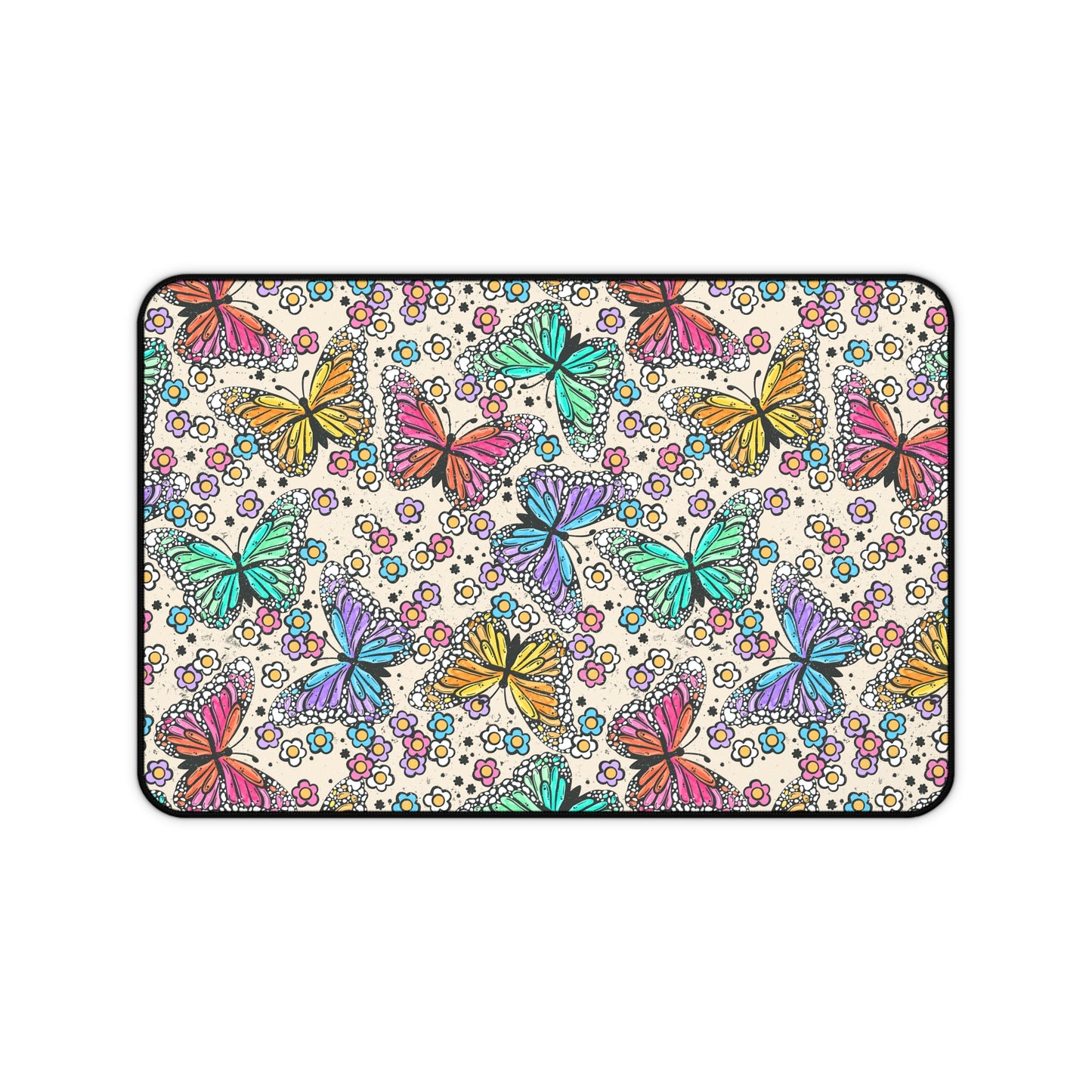 Neon Butterflies Desk Mat