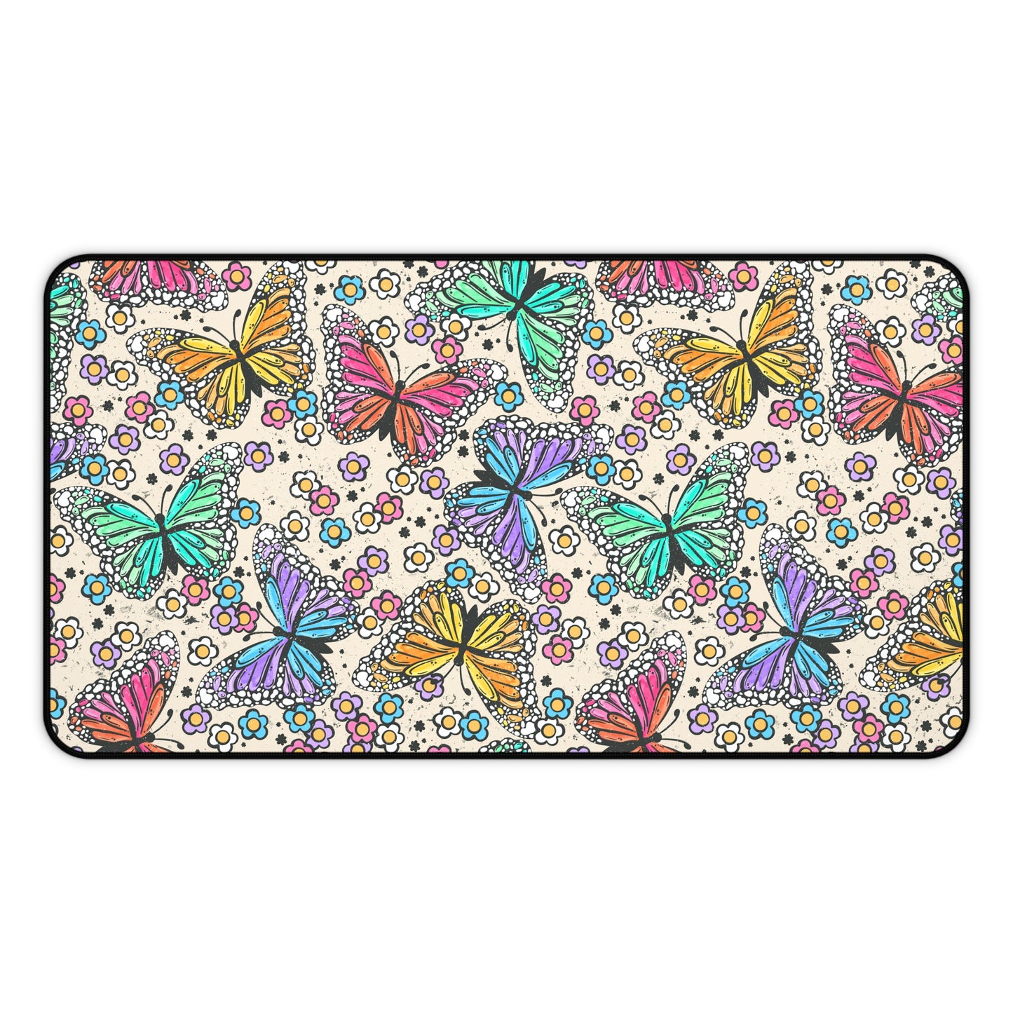 Neon Butterflies Desk Mat