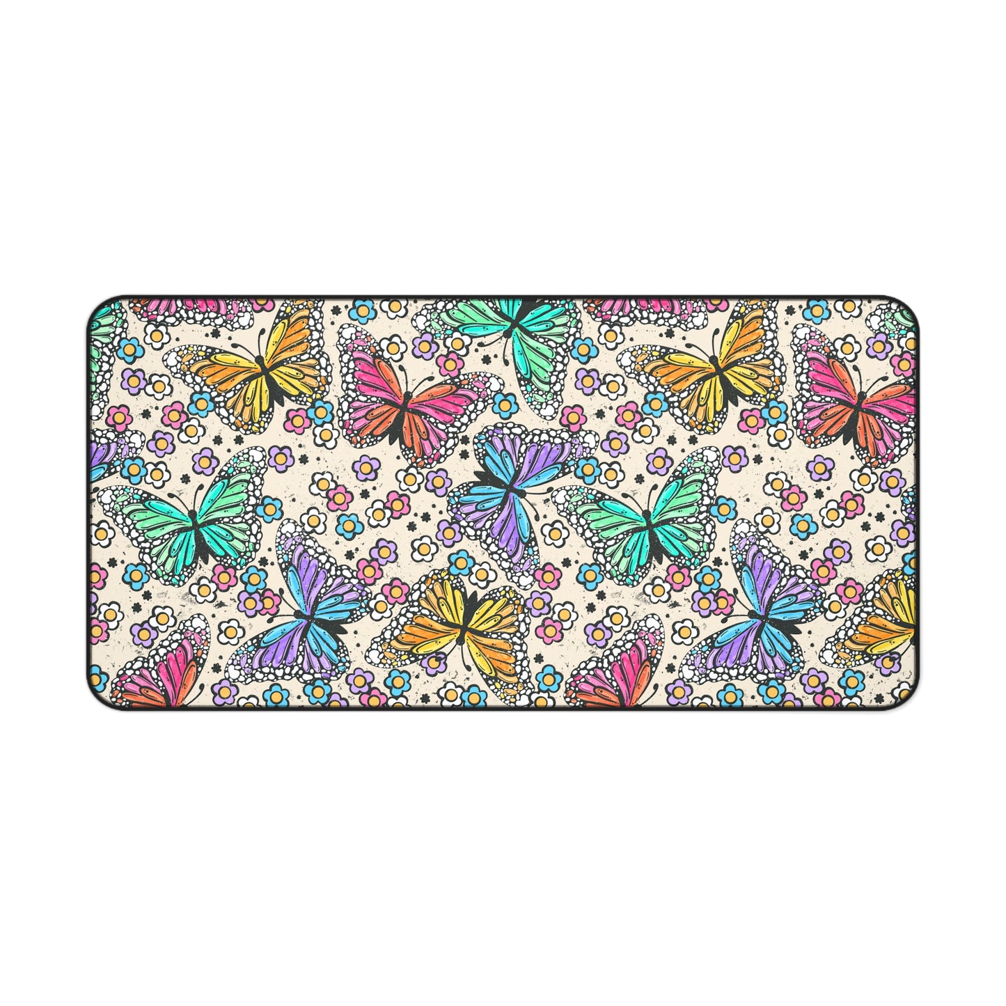 Neon Butterflies Desk Mat
