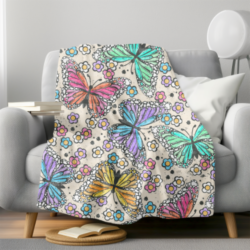Neon Butterfly Plush Blanket