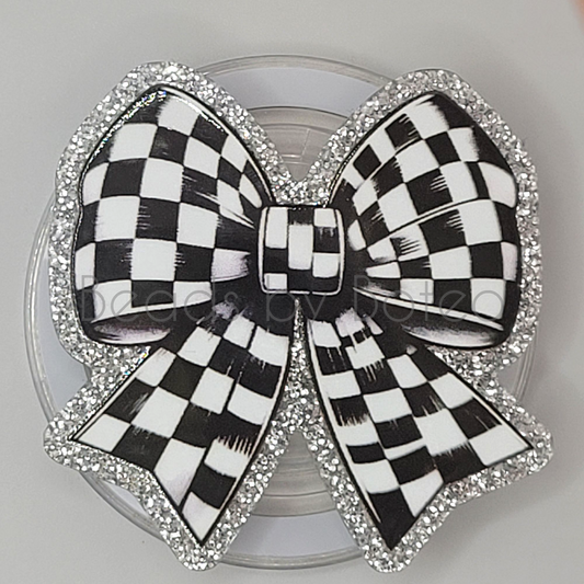Phone or E-Reader Grip - Checkered Bow
