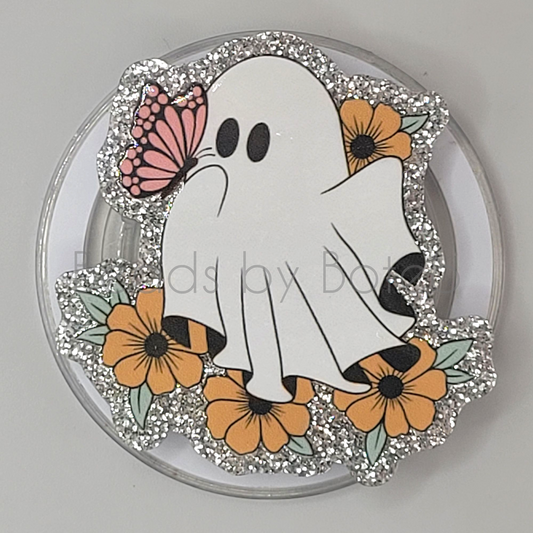 Phone or E-Reader Grip - Floral Butterfly Ghost