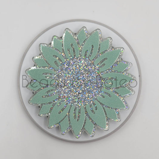 Phone or E-Reader Grip - Teal Sunflower