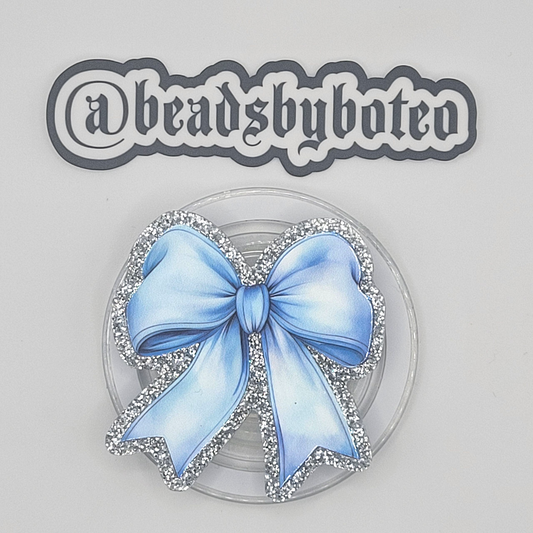 Phone or E-Reader Grip - Light Blue Bow