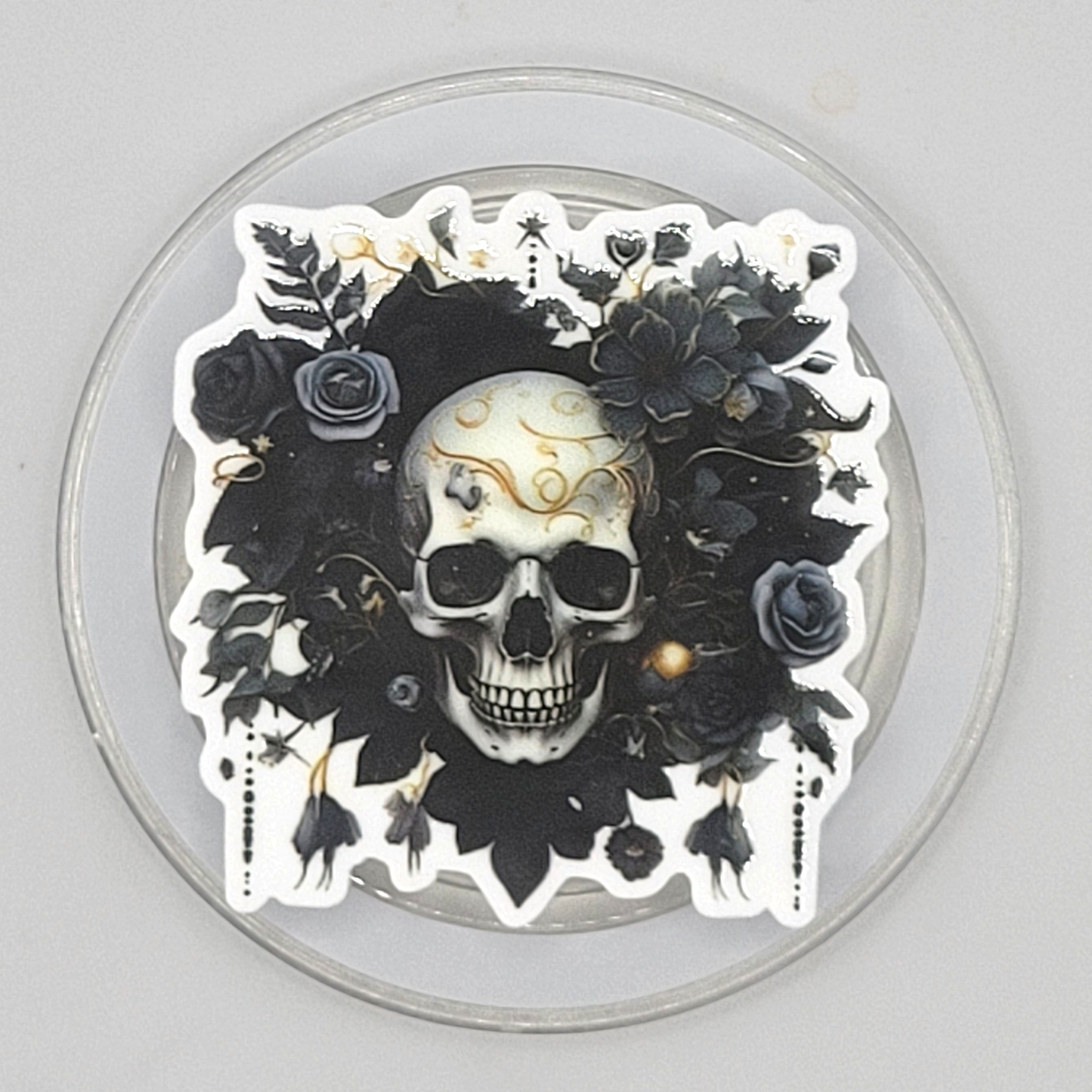 Phone or E-Reader Grip - Skull Floral