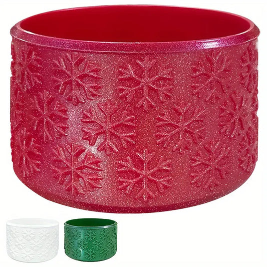 Tumbler Boots - Red Shimmer Snowflakes