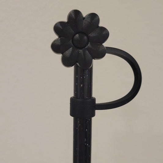 Straw Toppers - Black Daisy