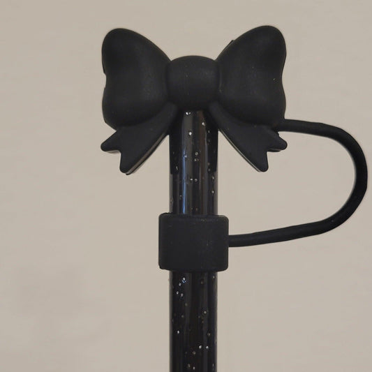 Straw Toppers - Black Bow