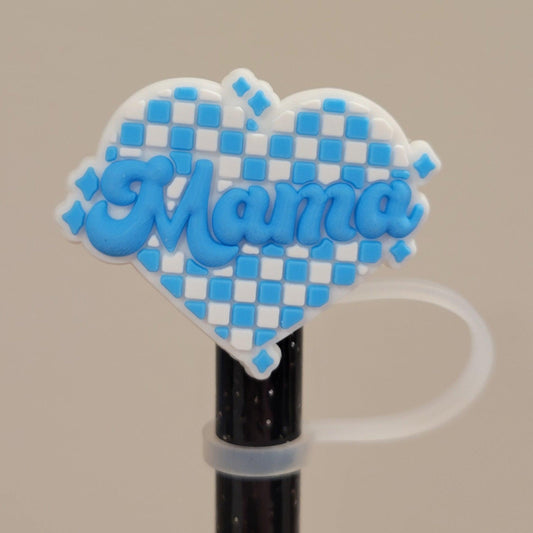 Straw Toppers - Checkered Mama (Blue)